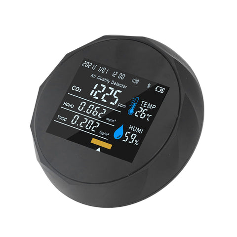 Air Quality Monitor Real Time Intelligent Color Screen Display USB Charging Portable Digital Air Quality Detector 5VBlack