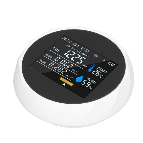 Air Quality Monitor Real Time Intelligent Color Screen Display USB Charging Portable Digital Air Quality Detector 5VWhite