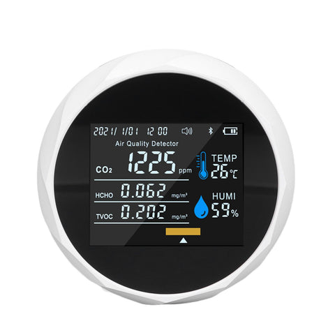 Air Quality Monitor Real Time Intelligent Color Screen Display USB Charging Portable Digital Air Quality Detector 5VWhite