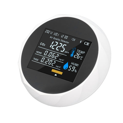 Air Quality Monitor Real Time Intelligent Color Screen Display USB Charging Portable Digital Air Quality Detector 5VWhite