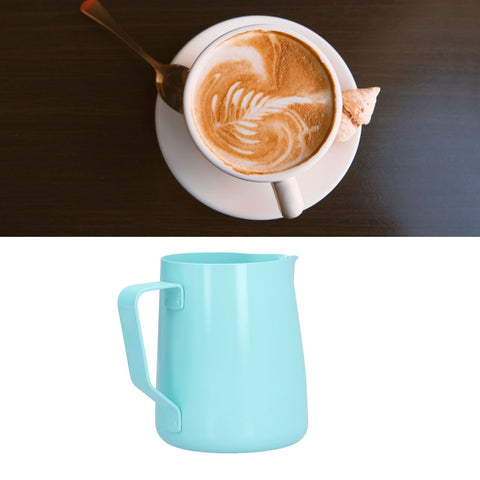 600ml Pointed Mouth Milk Frothing Pitcher Stainless Steel Thickened Milk Frother Cup for HomeBlue