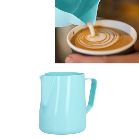 600ml Pointed Mouth Milk Frothing Pitcher Stainless Steel Thickened Milk Frother Cup for HomeBlue