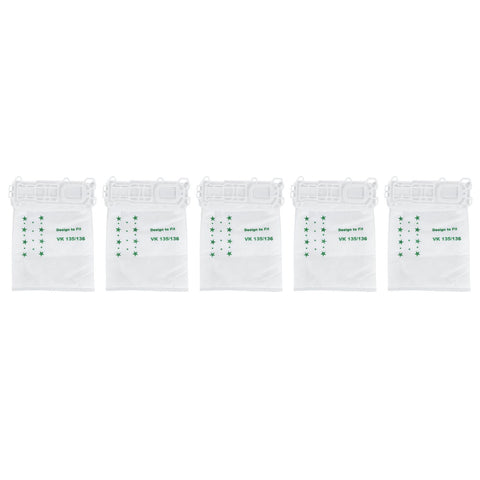 5PCS Vacuum Cleaner Dust Bag Nonwoven Vacuum Cleaner Garbage Bag for VORWERK VK135 VK136