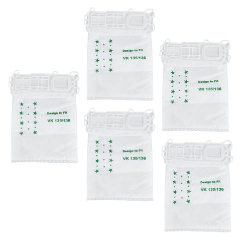 5PCS Vacuum Cleaner Dust Bag Nonwoven Vacuum Cleaner Garbage Bag for VORWERK VK135 VK136