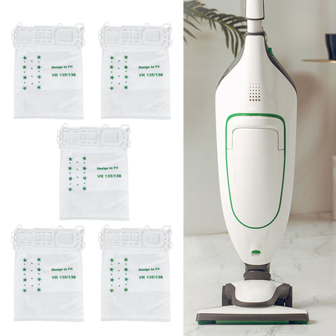5PCS Vacuum Cleaner Dust Bag Nonwoven Vacuum Cleaner Garbage Bag for VORWERK VK135 VK136