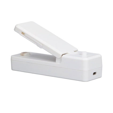 Portable Mini Bag Sealer with Magnet USB Charging Plastic Bag Sealing Machine for Home Kitchen UseWhite