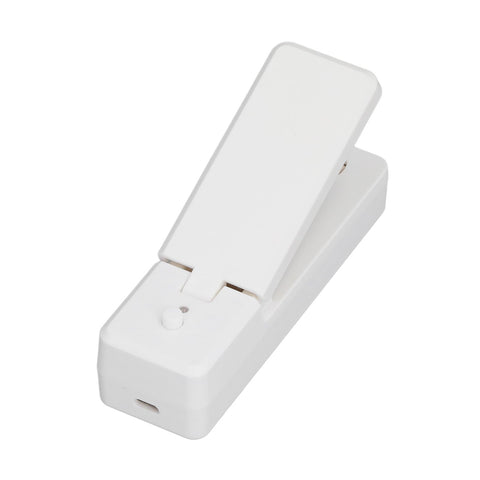 Portable Mini Bag Sealer with Magnet USB Charging Plastic Bag Sealing Machine for Home Kitchen UseWhite