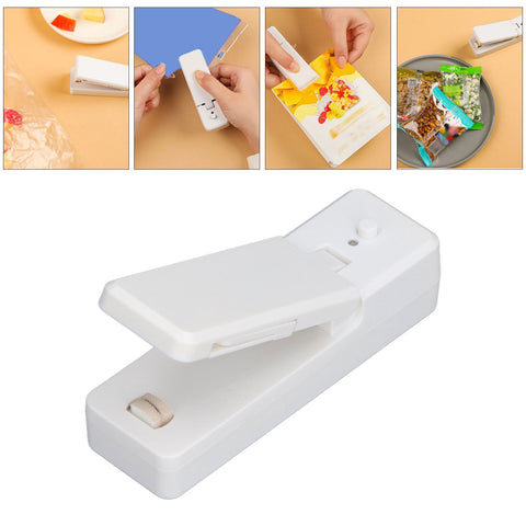 Portable Mini Bag Sealer with Magnet USB Charging Plastic Bag Sealing Machine for Home Kitchen UseWhite
