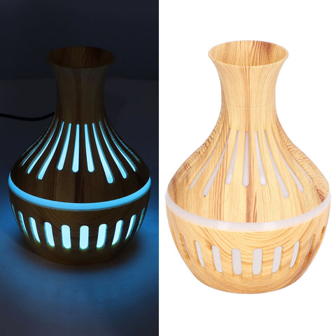 300ml Humidifier USB Powered Wood Grain Aromatherapy Diffuser with 7 Colors LED Light 5V 1A