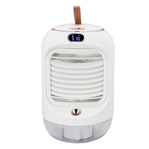 Mini Air Conditioner Humidifier Aromather 3 Gears 5 Blades USB Charging Night Light Water Cooling Fan White