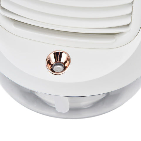 Mini Air Conditioner Humidifier Aromather 3 Gears 5 Blades USB Charging Night Light Water Cooling Fan White