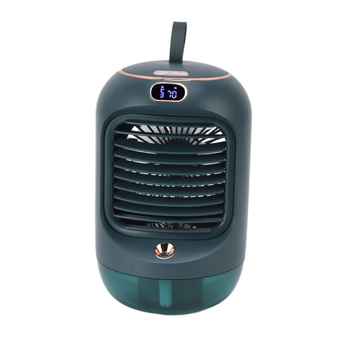 Mini Air Conditioner Humidifier Aromather 3 Gears 5 Blades USB Charging Night Light Water Cooling Fan Green