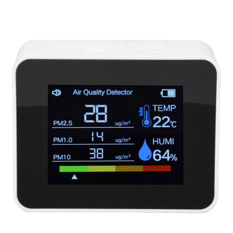 Air Quality Monitor 8 in 1 Real Time Color Screen Space Saving Widely Used CO2 Detector for TVOC HCHO PM2.5 PM1.0 PM10 White