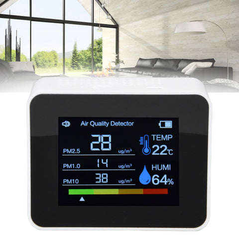 Air Quality Monitor 8 in 1 Real Time Color Screen Space Saving Widely Used CO2 Detector for TVOC HCHO PM2.5 PM1.0 PM10 White