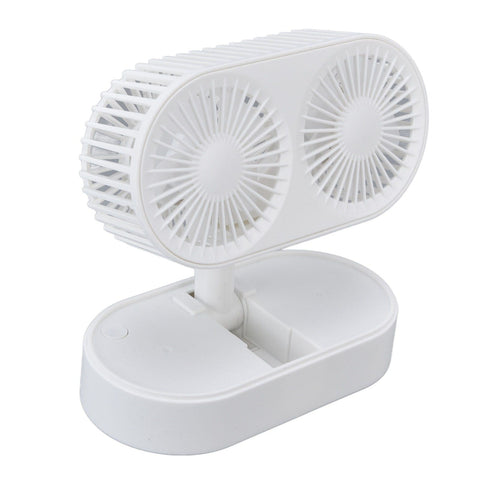 Desktop Double Fan Dual Motor 135° Angle Adjustable Handheld Fan Three Levels Adjustable Low Noise Operation Fan for OfficeWhite