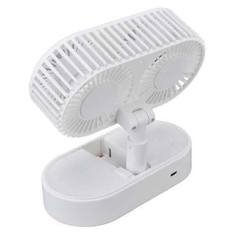 Desktop Double Fan Dual Motor 135° Angle Adjustable Handheld Fan Three Levels Adjustable Low Noise Operation Fan for OfficeWhite