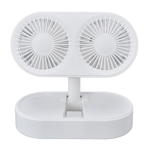 Desktop Double Fan Dual Motor 135° Angle Adjustable Handheld Fan Three Levels Adjustable Low Noise Operation Fan for OfficeWhite