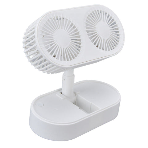 Desktop Double Fan Dual Motor 135° Angle Adjustable Handheld Fan Three Levels Adjustable Low Noise Operation Fan for OfficeWhite