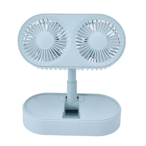 Desktop Double Fan Dual Motor 135° Angle Adjustable Handheld Fan Three Levels Adjustable Low Noise Operation Fan for OfficeBlue