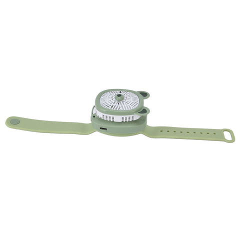 Cartoon Watch Fan USB Charging Plastic Wrist Fan Wireless Mini Watch Fan with Detachable Strap Fan for Kids for OutdoorGreen Bear