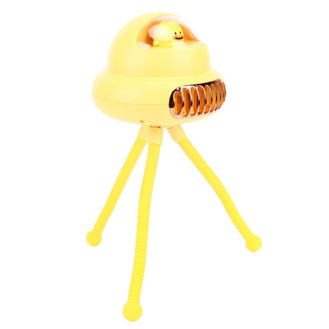 Stroller Fan Bendable Octopus Legs Space Capsule Leafless Fan Multifunctional Portable 3 Speed Stroller Silent Fan Yellow