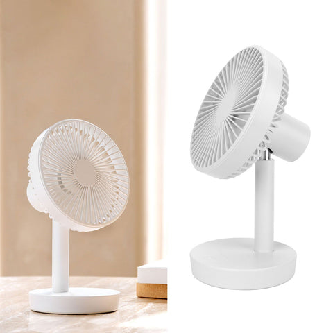 3 Speed USB Desktop Oscillating Fan 5 Blade Gentle Wind Small Personal Desk Fan with Automatic Moving Head White
