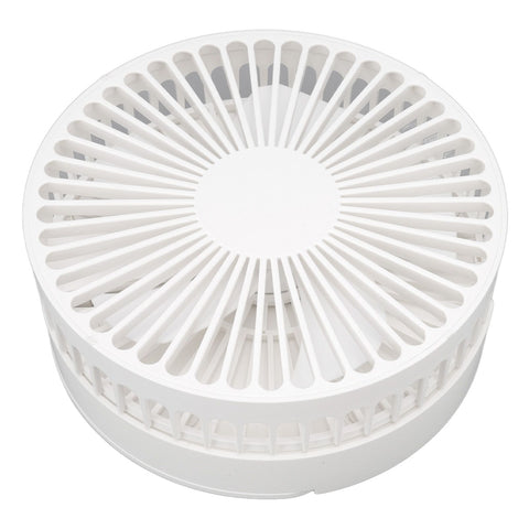 USB Desktop Fan Foldable Rechargeable Battery Makeup Mirror Function Bottom Silicone 3 Speeds White Mini Fan