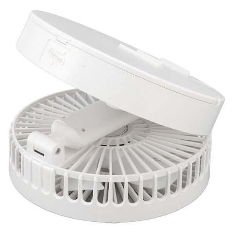 USB Desktop Fan Foldable Rechargeable Battery Makeup Mirror Function Bottom Silicone 3 Speeds White Mini Fan