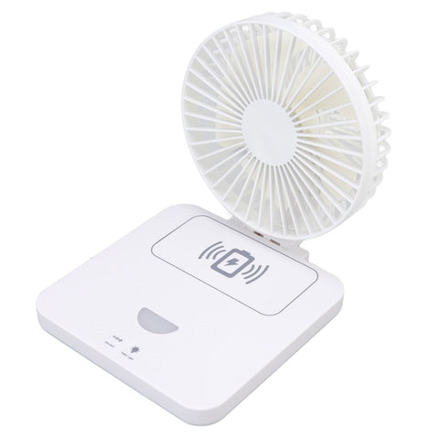 USB Desk Fan Support Wireless Phone Charging Dimmable Night Light 3 Speeds 180 Degrees Adjustable Small Desk Fan