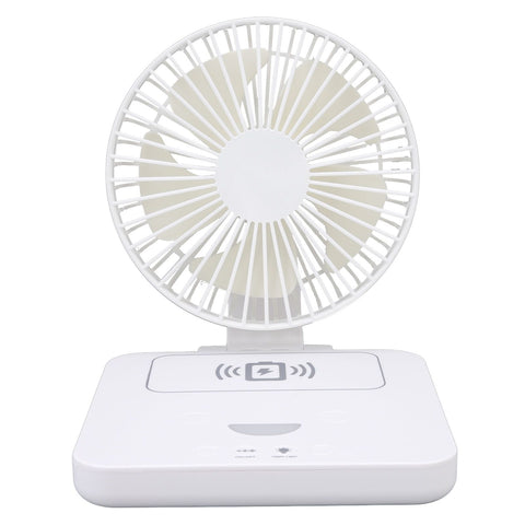 USB Desk Fan Support Wireless Phone Charging Dimmable Night Light 3 Speeds 180 Degrees Adjustable Small Desk Fan