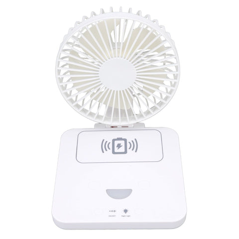 USB Desk Fan Support Wireless Phone Charging Dimmable Night Light 3 Speeds 180 Degrees Adjustable Small Desk Fan