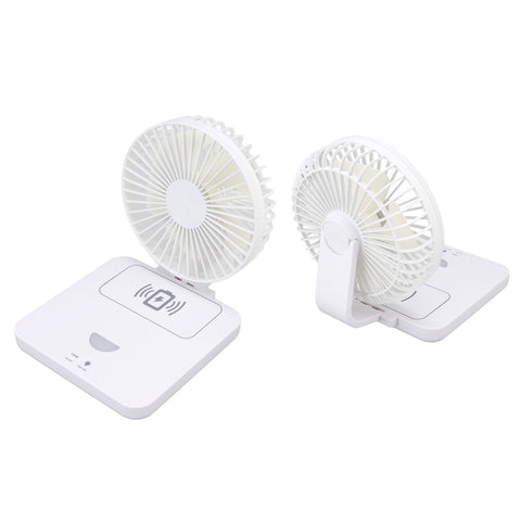 USB Desk Fan Support Wireless Phone Charging Dimmable Night Light 3 Speeds 180 Degrees Adjustable Small Desk Fan