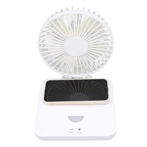 USB Desk Fan Support Wireless Phone Charging Dimmable Night Light 3 Speeds 180 Degrees Adjustable Small Desk Fan