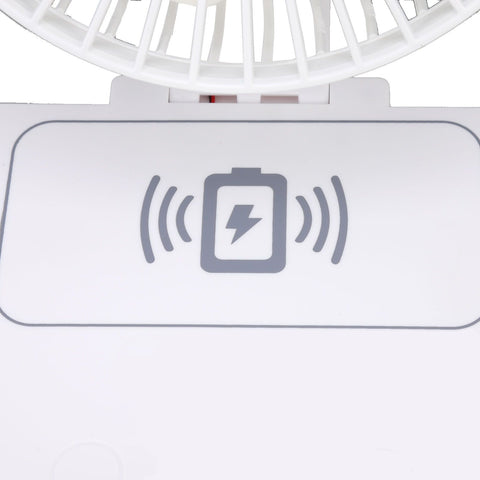 USB Desk Fan Support Wireless Phone Charging Dimmable Night Light 3 Speeds 180 Degrees Adjustable Small Desk Fan
