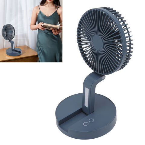 Desktop Folding Fan 3 Speeds USB Rechargeable Punch Free Electric Desktop Oscillating Fan for Home Office Blue