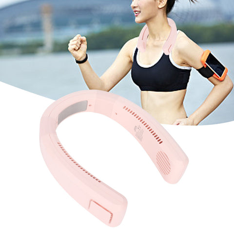 Neck Fan USB Charging 80 Holes 4000 to 5500rpm High Poly Wind Wearable Fan Portable Fan for Household Outdoor Pink