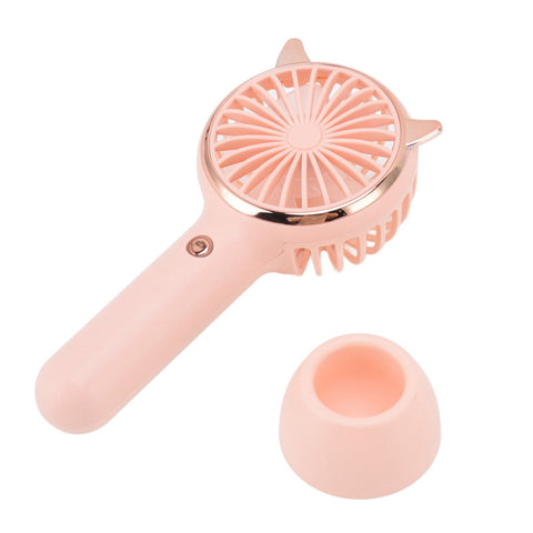 Cat Ears Handheld Fan 3 Levels USB Charging Mini Portable Handheld USB Fan for Outdoor Activities Travelling Pink