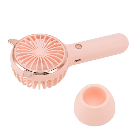 Cat Ears Handheld Fan 3 Levels USB Charging Mini Portable Handheld USB Fan for Outdoor Activities Travelling Pink
