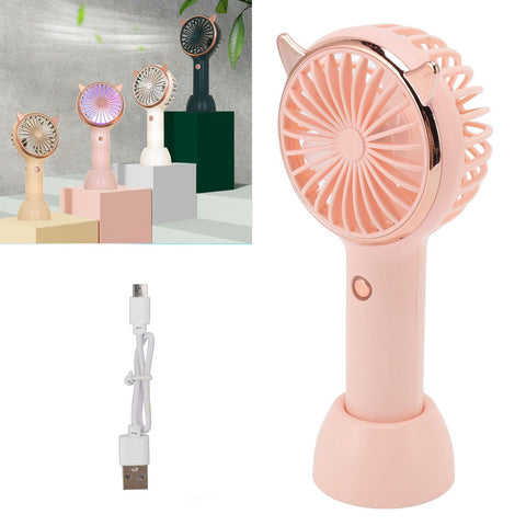 Cat Ears Handheld Fan 3 Levels USB Charging Mini Portable Handheld USB Fan for Outdoor Activities Travelling Pink