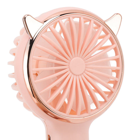 Cat Ears Handheld Fan 3 Levels USB Charging Mini Portable Handheld USB Fan for Outdoor Activities Travelling Pink