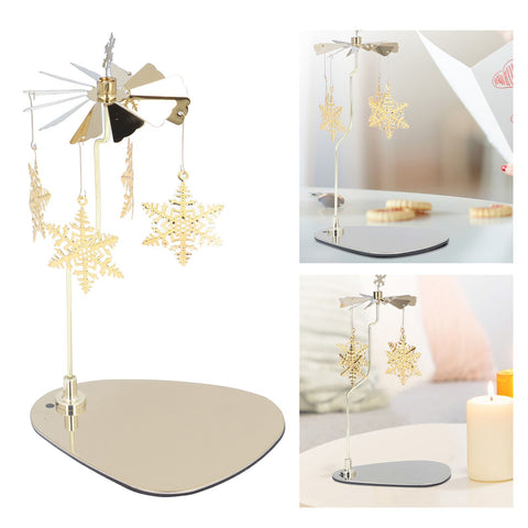 Candle Holder Round Triangle Tray Romantic European Style Stainless Steel Rotating Aromatherapy Wind Chime Candle Holder Snowflake
