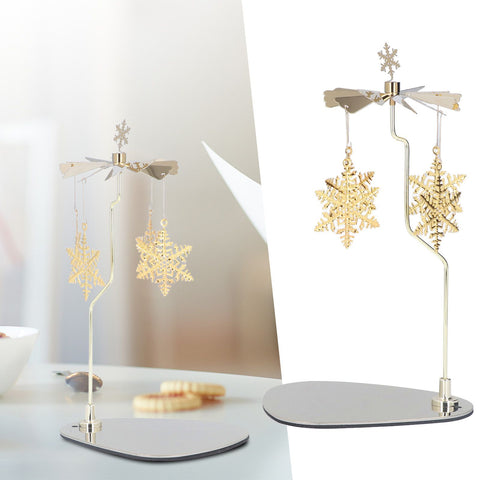 Candle Holder Round Triangle Tray Romantic European Style Stainless Steel Rotating Aromatherapy Wind Chime Candle Holder Snowflake