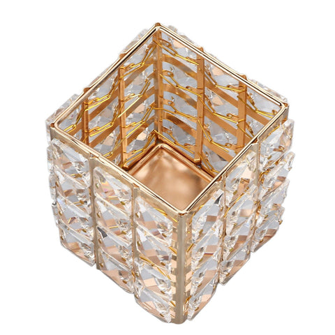 European Style Crystal Storage Box Crystal Jewelry Trinket Box Square Earrings Rings Organizer for Gift Giving Home Decoration Gold