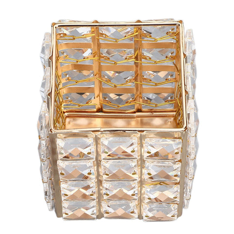 European Style Crystal Storage Box Crystal Jewelry Trinket Box Square Earrings Rings Organizer for Gift Giving Home Decoration Gold