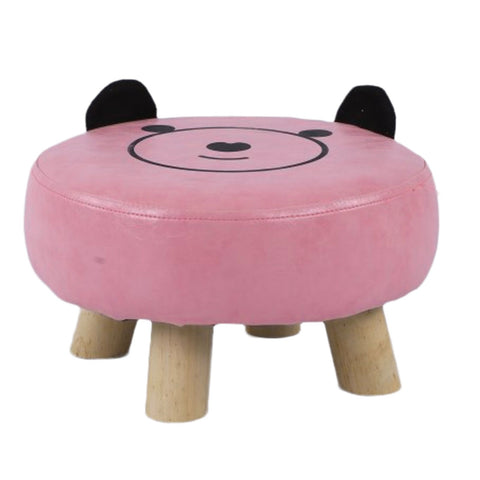 Small Under Desk Footrest Cute Cartoon Ottoman with 4 Stable Log Legs for Children
