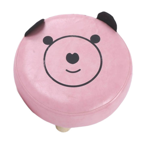 Small Under Desk Footrest Cute Cartoon Ottoman with 4 Stable Log Legs for Children