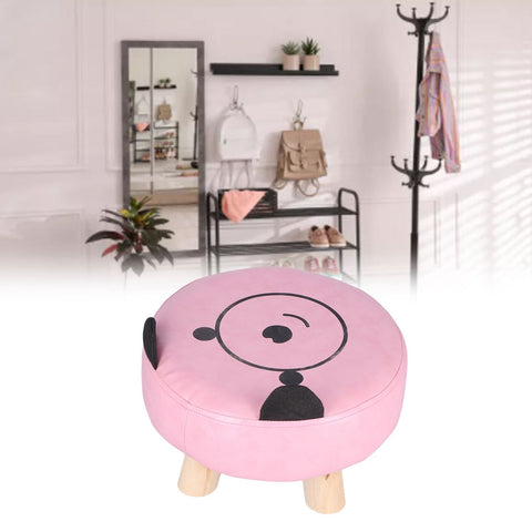 Small Under Desk Footrest Cute Cartoon Ottoman with 4 Stable Log Legs for Children