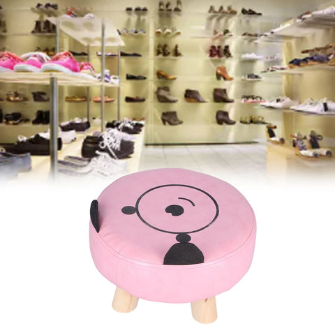 Small Under Desk Footrest Cute Cartoon Ottoman with 4 Stable Log Legs for Children