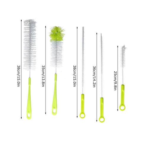 Water Bottle Brush 5pcs Long Handle Cleaning Brush for Narrow Neck Water Bottle Baby Bottle Coffee GrinderGreen