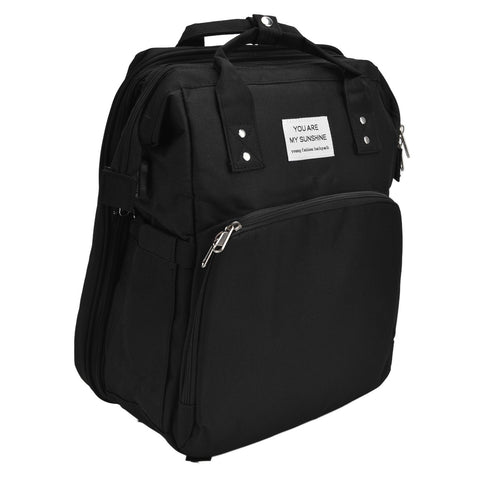 Backpack Multifunctional Foldable Large Capacity Baby Diaper Storage Bag for TravelBlack